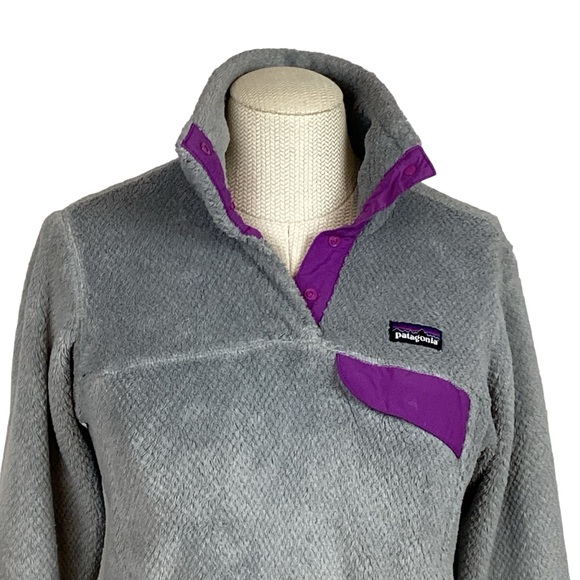 Patagonia Synchilla Polartec Retool 1/4 Snap Jacket Gray w Pink Accents - Picture 6 of 11